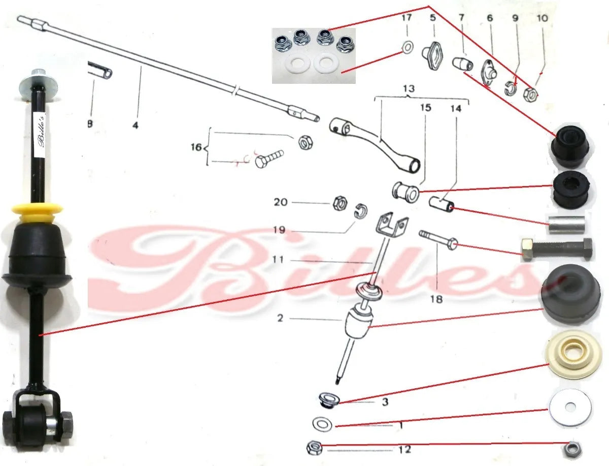 Rear Stabilizer Rod Repair Kit for VW Beetle/Brasilia Suspension