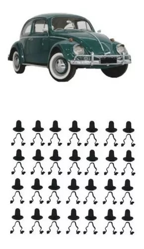 Kit 42pcs Clip With Rubber Wide Trim Beetle Up To 1970 FITS ALL MODELS OF BEETLE