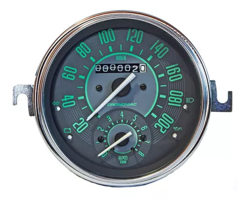 Velocímetro cronomac Beetle 1300 1960 à 1980 moderno com RPM velocidade 200km 