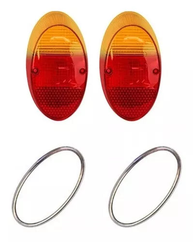 Par Lente Lanterna Traseira + Aro Cromado Fusca 1300 Âmbar