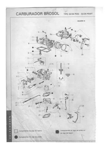 Double Carburetor Repair Kit Brasilia Kombi 1600 Solex 32pdsi VW BEETLE LINE DOUBLE CARBURETTORS
