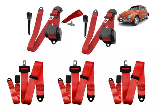 Red Seat Belt for Beetle Retractable 3 Points Lx LINE VW BEETLE 1303