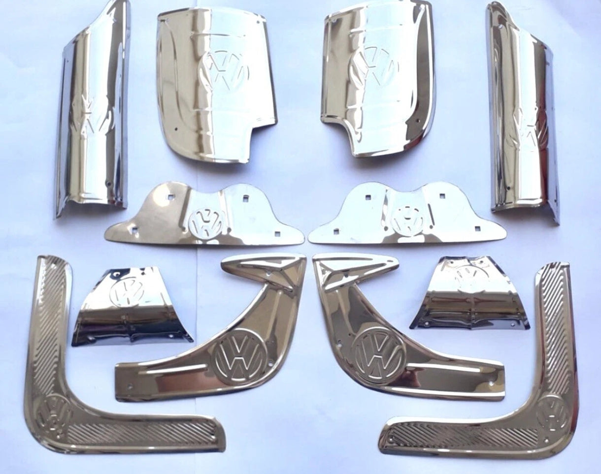 Set of 12 stainless steel beetles, all models, reinforcement shovel for VW feet.