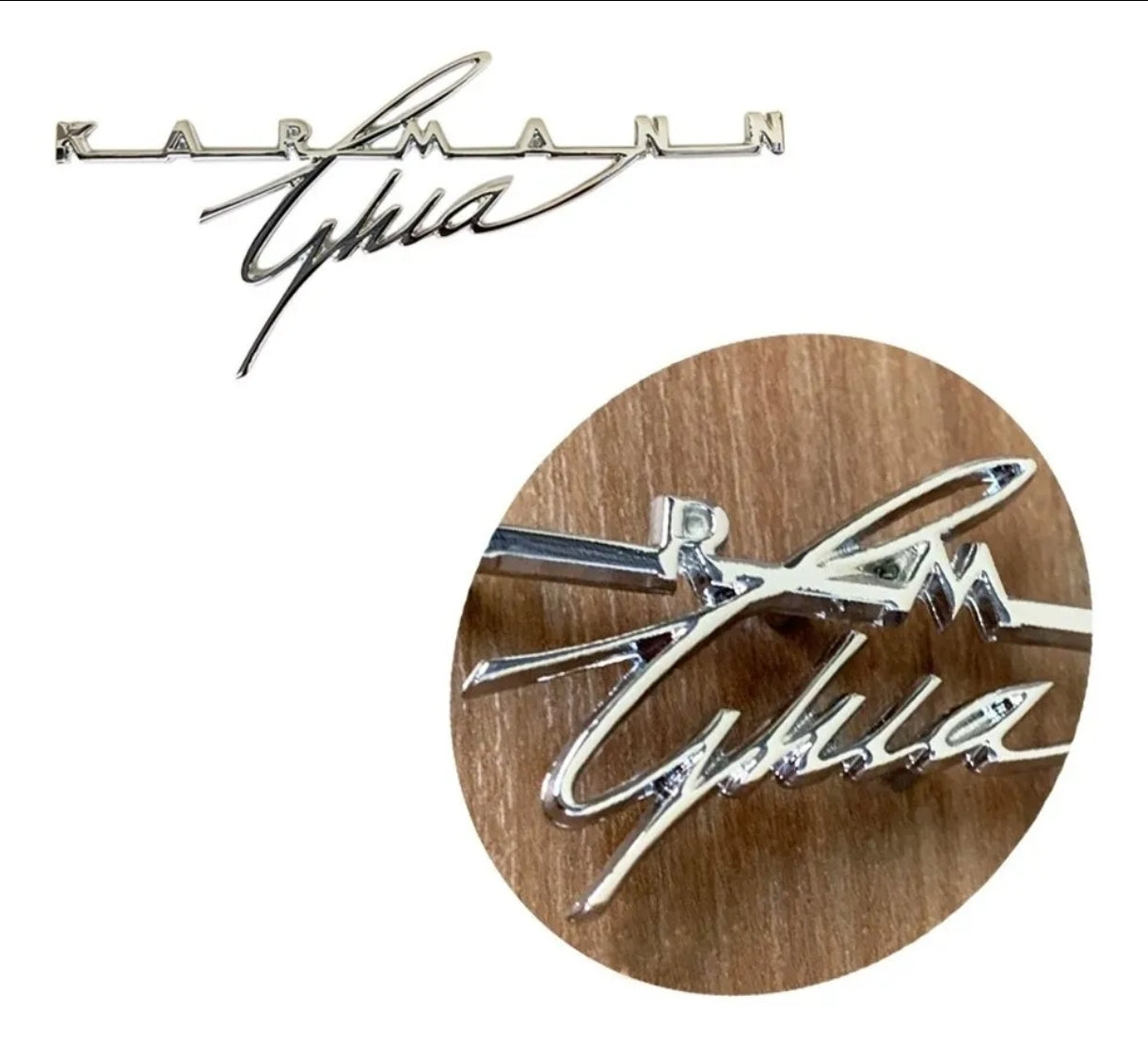 Karmann Ghia glove compartment panel emblem