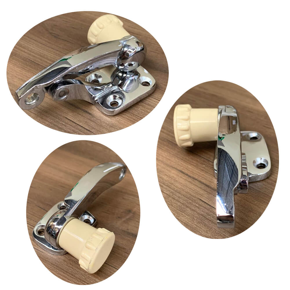 Windows latch for VW Beetle tilting windows (ivory button), ( pair ), & Atemis brand. For Safari windows pop out