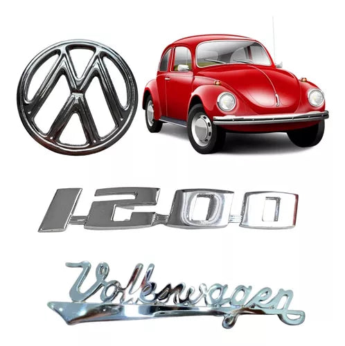 Kit Emblema Fusca 3 Peças - 1200 linha VW ARCOOLED