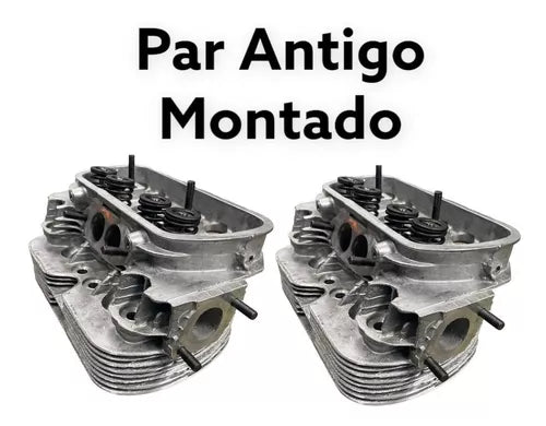 Par Cabeçote Fusca 1600 Antigo Montado Mkf 8 Haletas AIR COOLED MOTORES