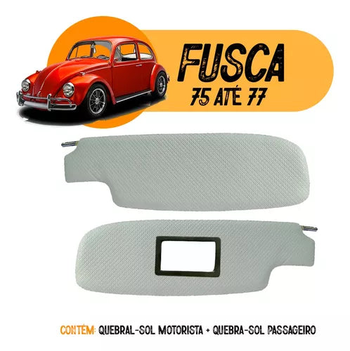 Par Quebra Sol Com Espelho Fusca 75/77 Branco linha VW AR COOLED