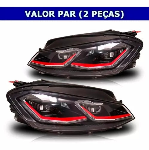 Par Farol Golf Gti Mk7.5 2018 2019 Friso Vermelho Com Led