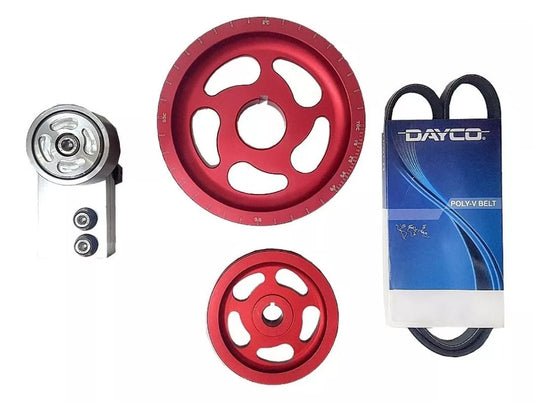 Pulley assembly with tensioner for VW Beetle standard twist
