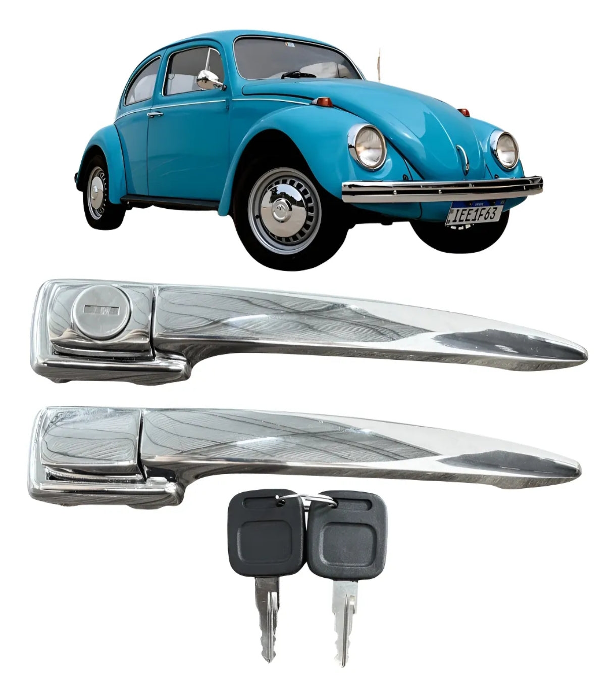 Pair of External Door Handles with Key Volkswagen 1300  E.D. 59 to 66