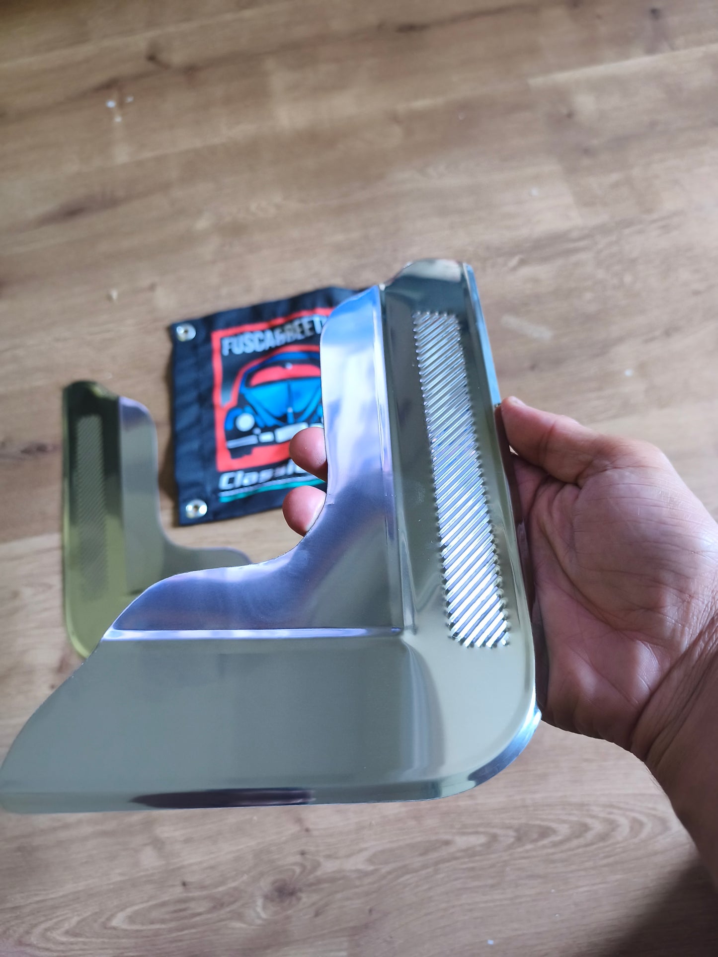 Corner door with smooth stone finish, wide pair, set of 2, VW Stainless steel