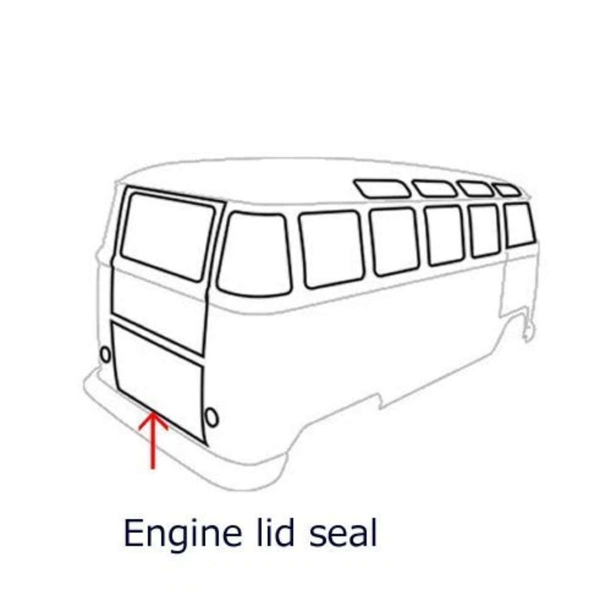 Engine cover seal for Type 2 buses 1955-79, 4 pieces, split screen, Baywindow T2, Kombi T1
