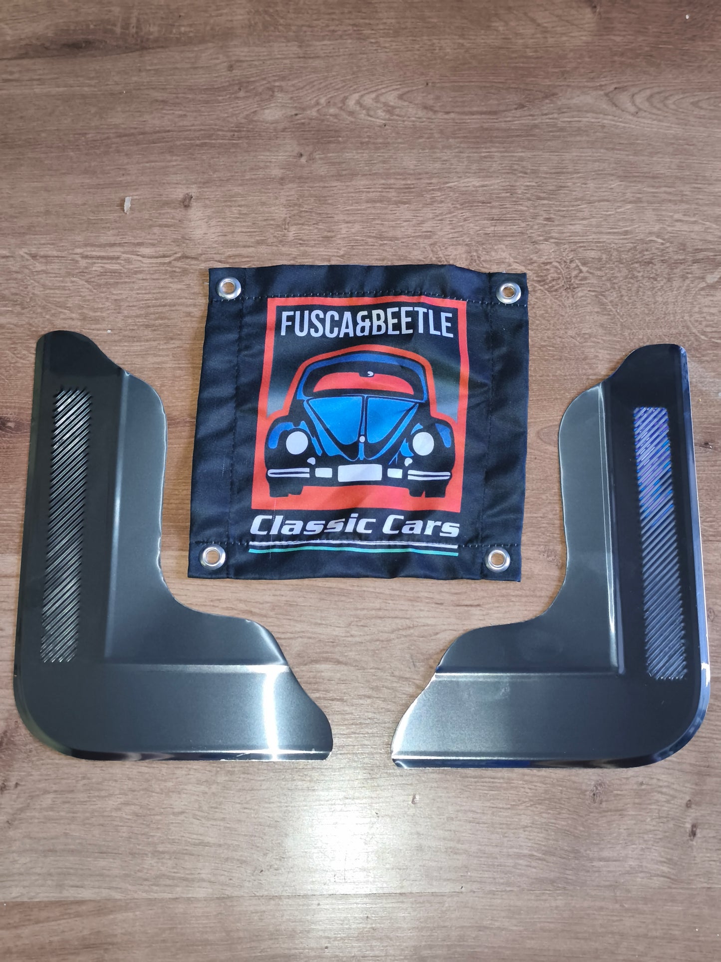 Corner door with smooth stone finish, wide pair, set of 2, VW Stainless steel