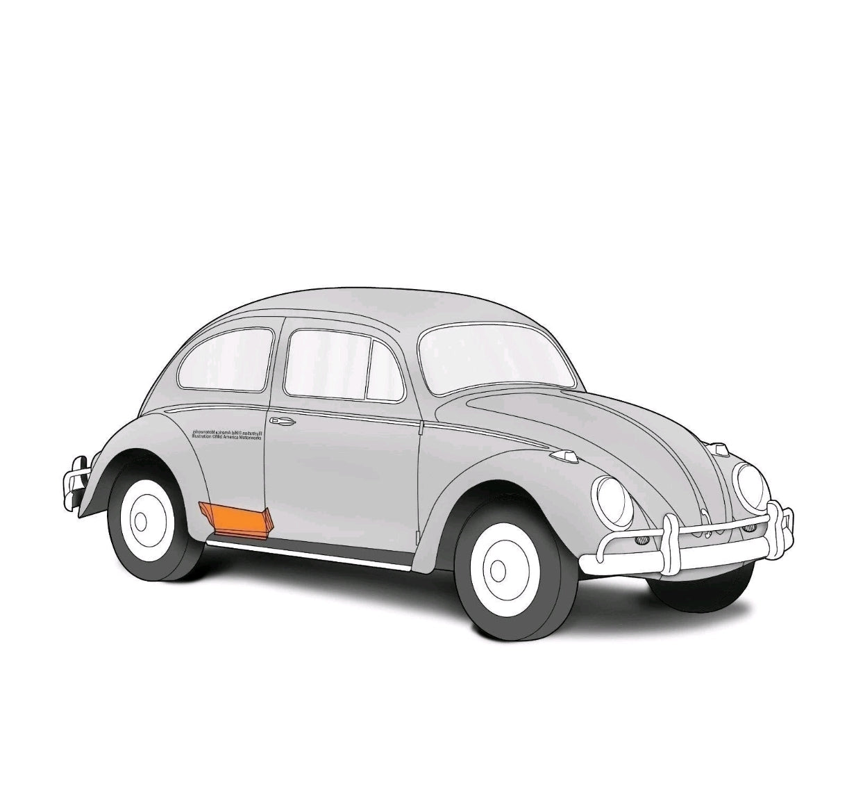 Air Cooled VW 1952-1979 Beetle Quarter Section Rear Lower Right  Body Panel