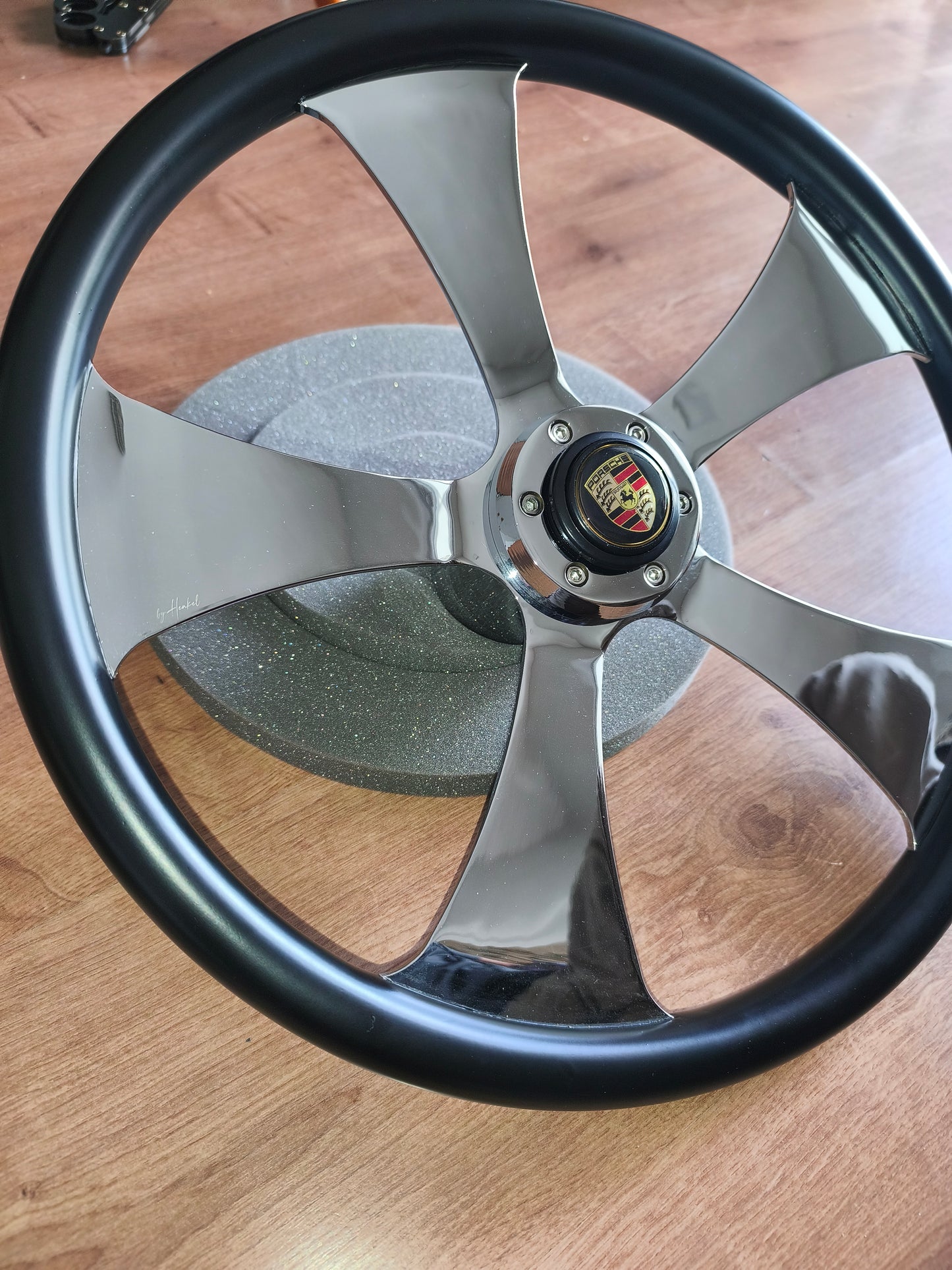 Steering wheel black wood Henkel