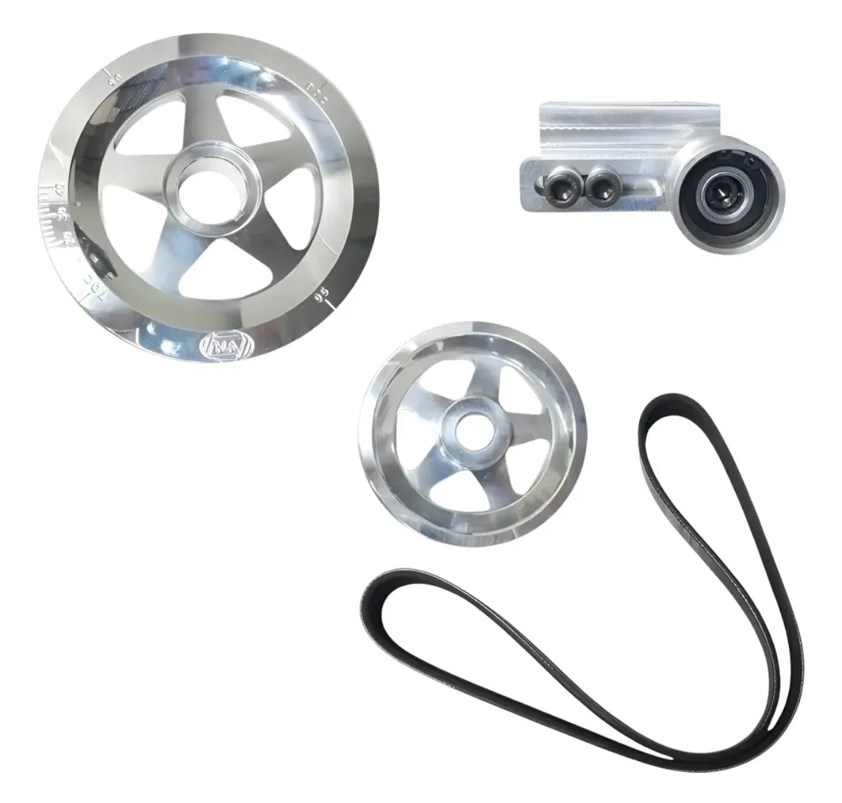 Pulley assembly with tensioner for VW Beetle standard - Silver - Red - Black - Blue
