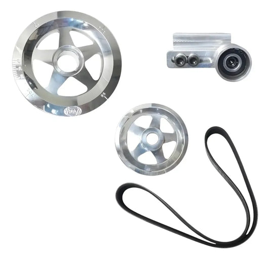 Pulley assembly with tensioner for VW Beetle standard - Silver - Red - Black - Blue
