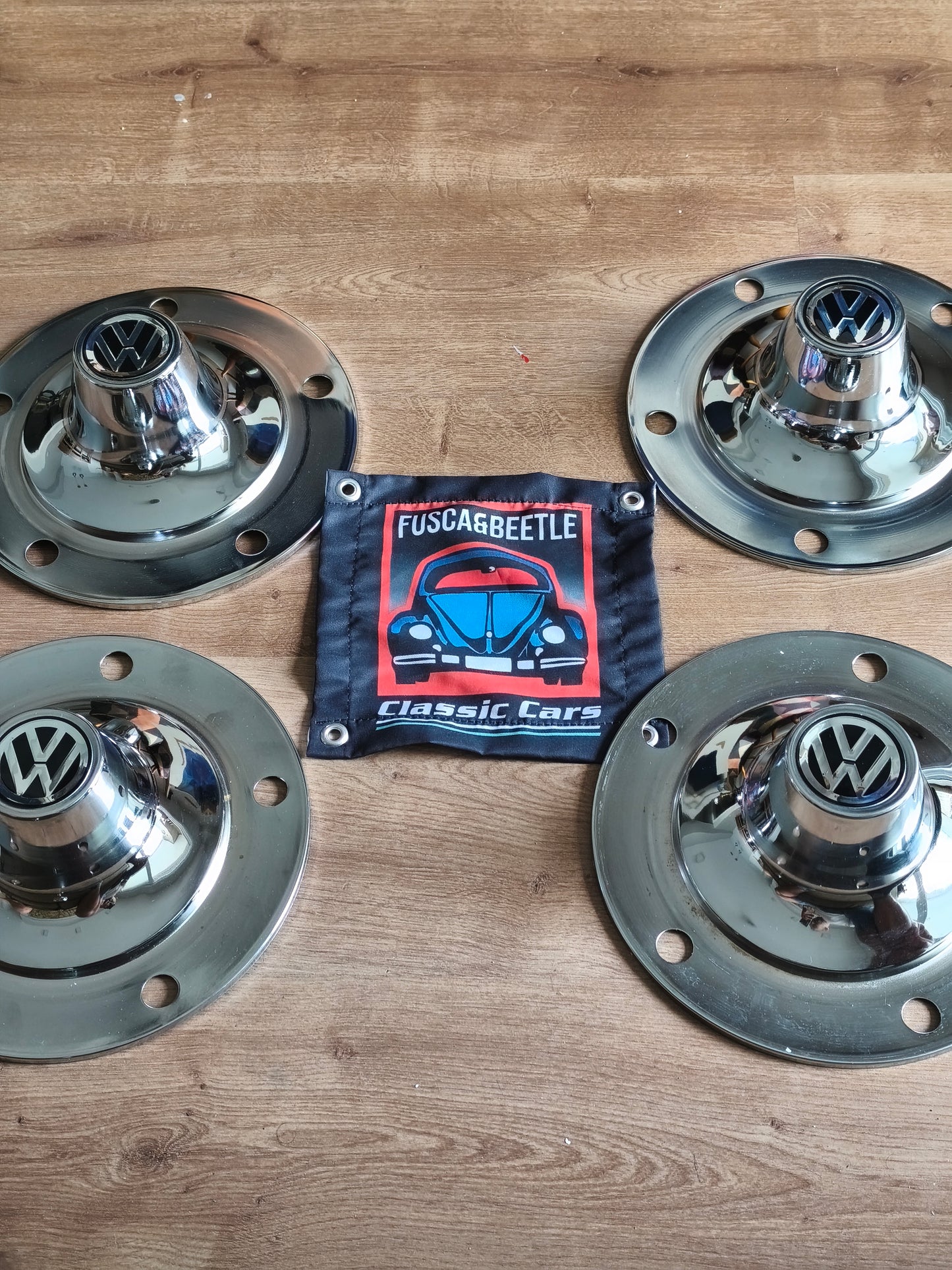 4 Iron Metal Hubcaps Beetle 5×205 &  Kombi bus 1960 - 1975 corujinha -  Paulistarum