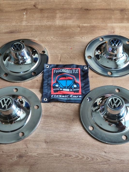 4 Iron Metal Hubcaps Beetle 5×205 &  Kombi bus 1960 - 1975 corujinha -  Paulistarum