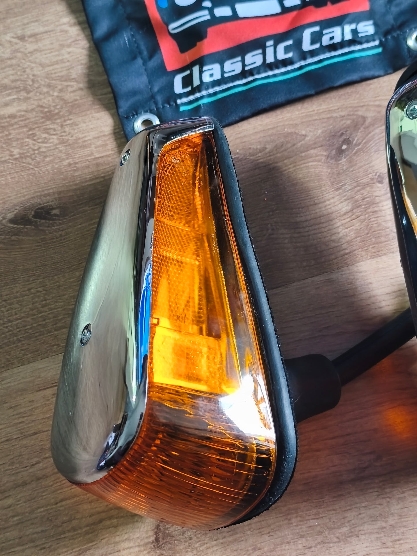 Set of front turn signals with wire tubes, left and right pair, VW Beetle T1 1970-1979