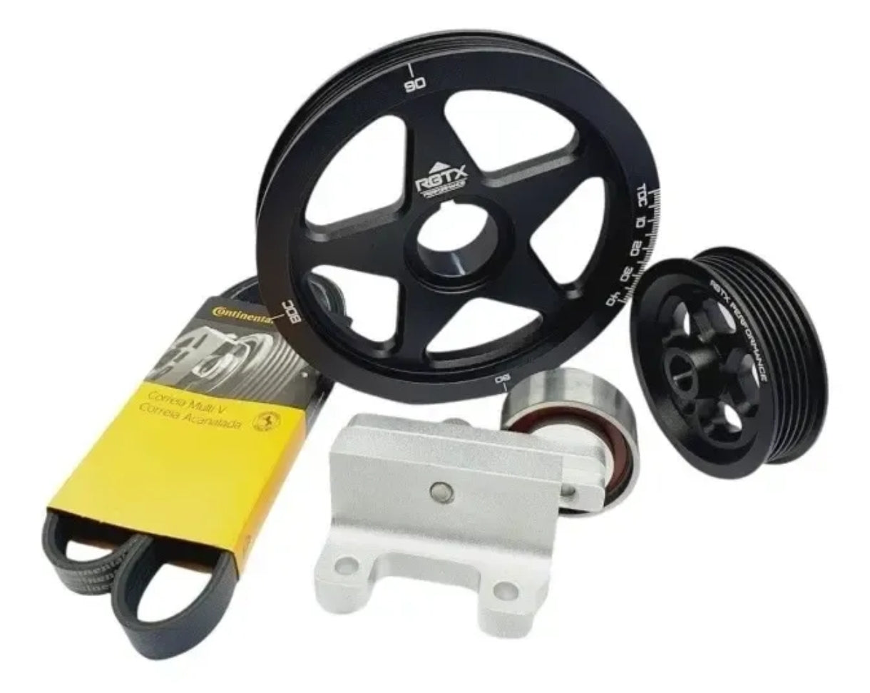 Pulley assembly with tensioner for VW Beetle standard - Silver - Red - Black - Blue