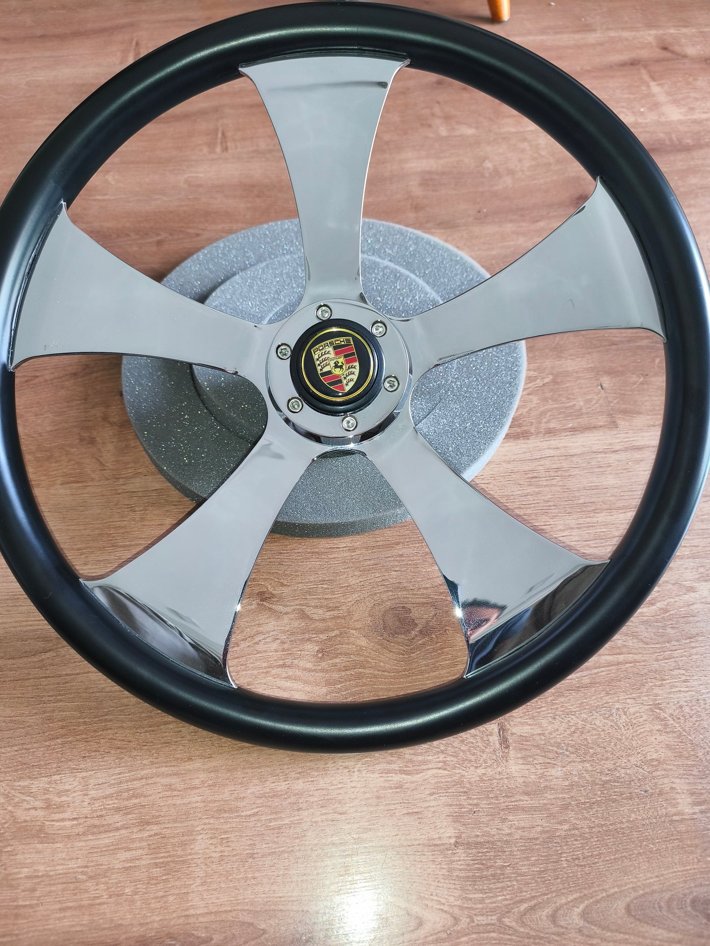 Steering wheel black wood Henkel