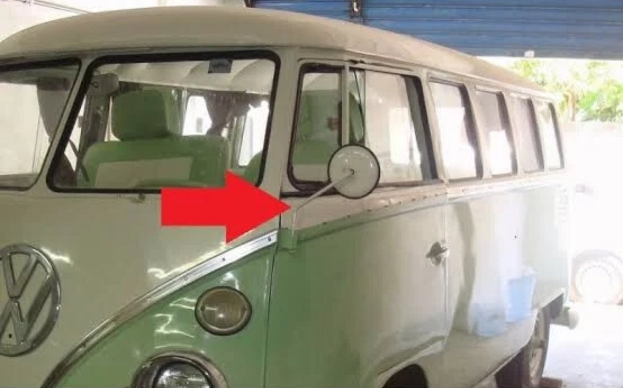 Pair of exterior mirrors for VW Kombi, Bus, Van, Volkswagen, chrome steel, 1957-1975