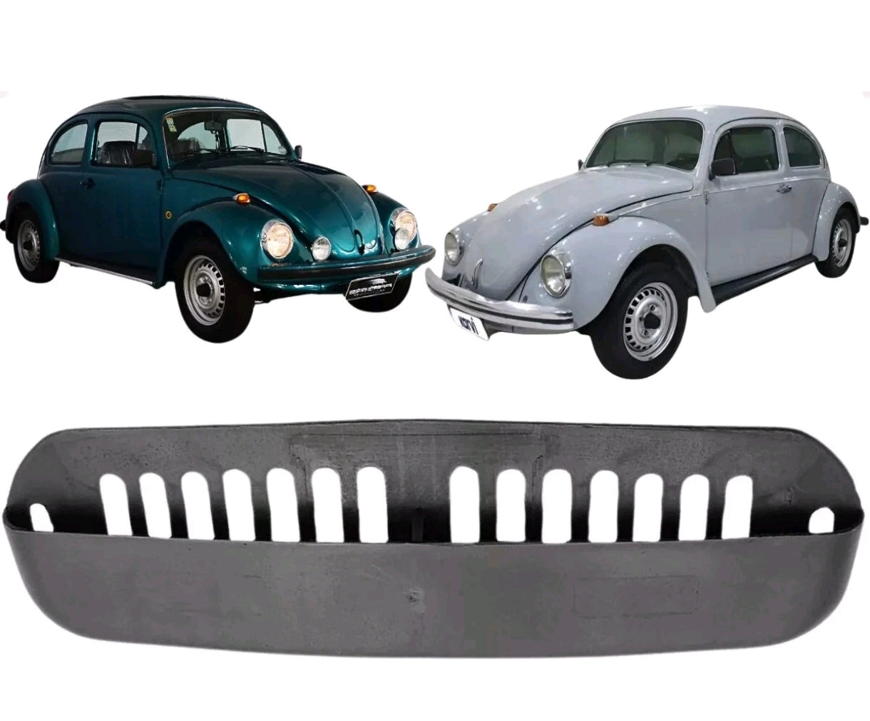 VW Beetle air intake grille, front hood air intake cover, black 1968 Beetle T1.