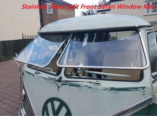 Complete Safari stainless steel window kit, type 2 adjustment, split screen, T1