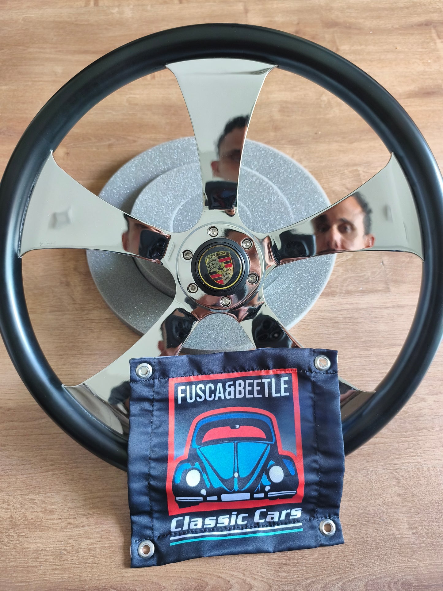 Steering wheel black wood Henkel