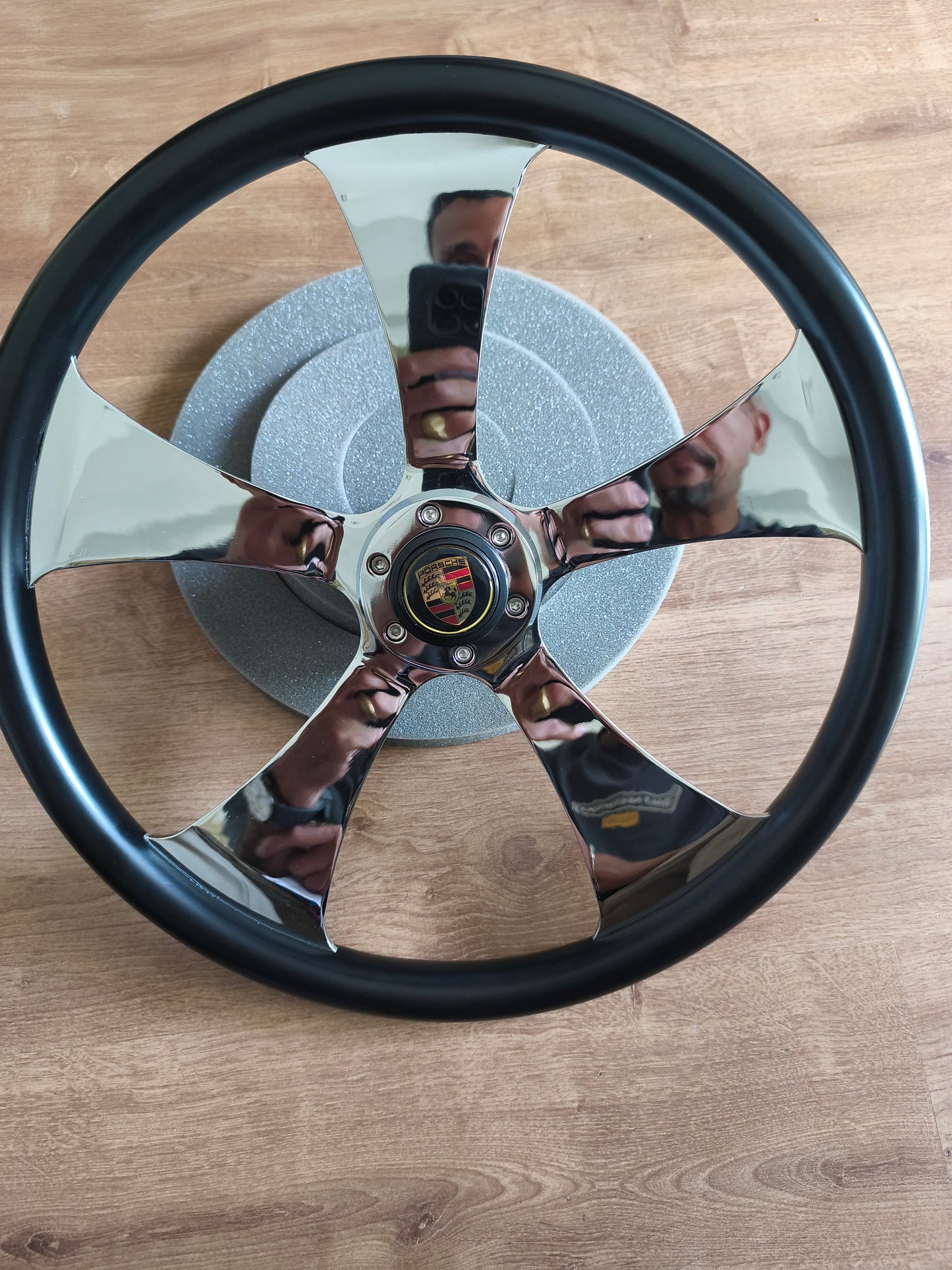 Steering wheel black wood Henkel