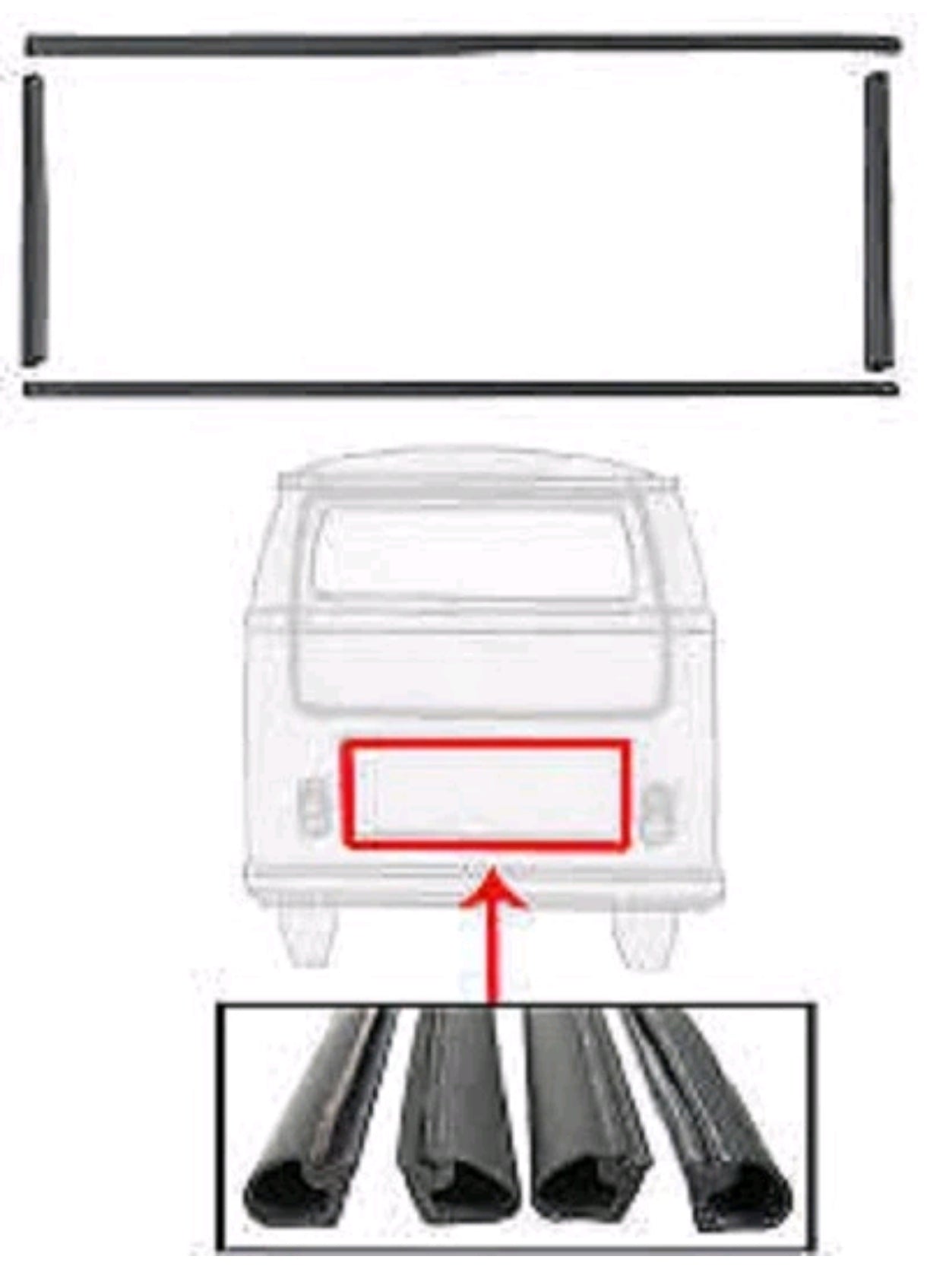Engine cover seal for Type 2 buses 1955-79, 4 pieces, split screen, Baywindow T2, Kombi T1