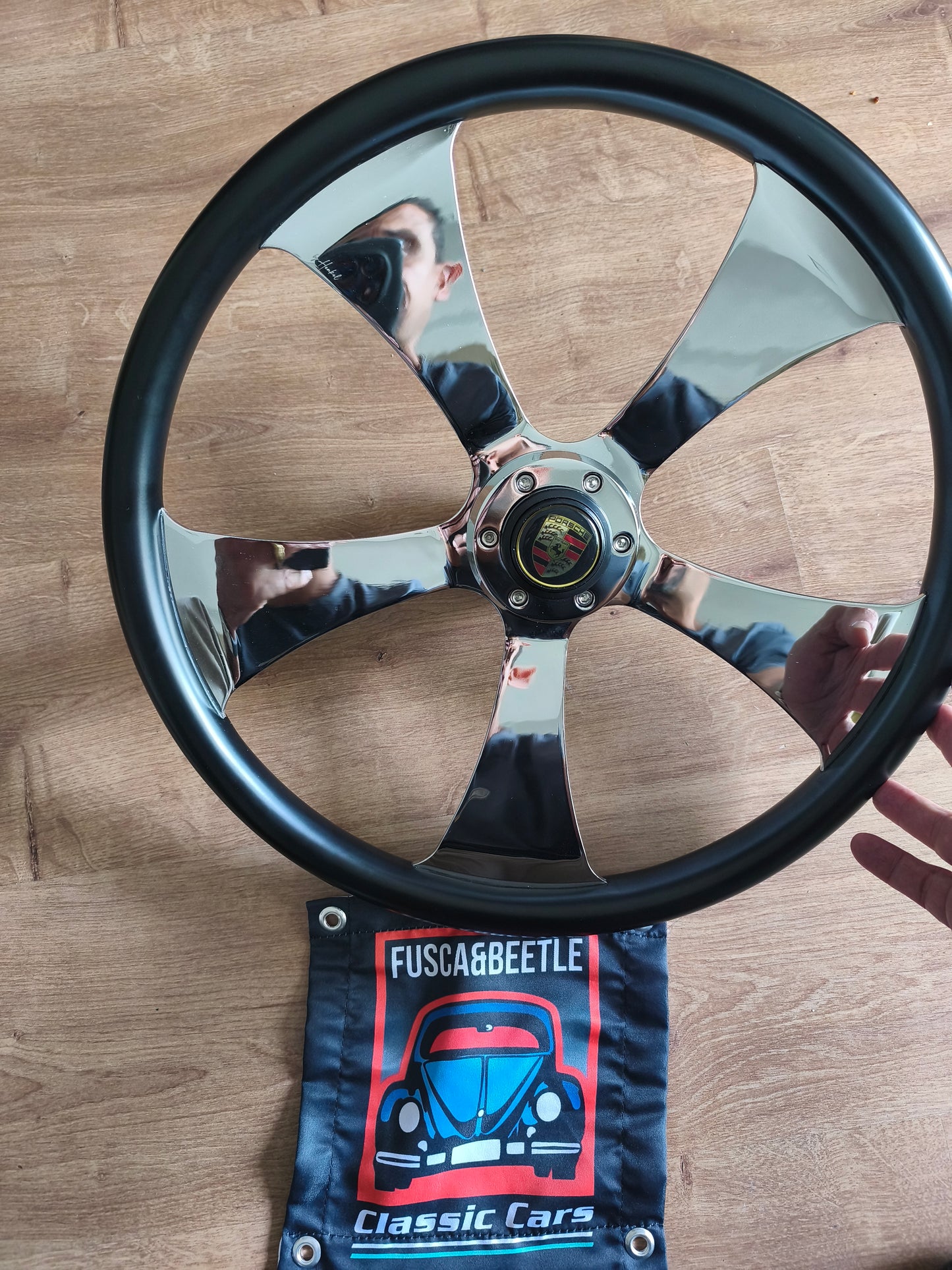 Steering wheel black wood Henkel
