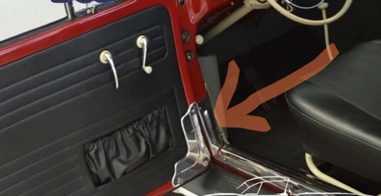 Stainless steel door corner trim for VW Beetle