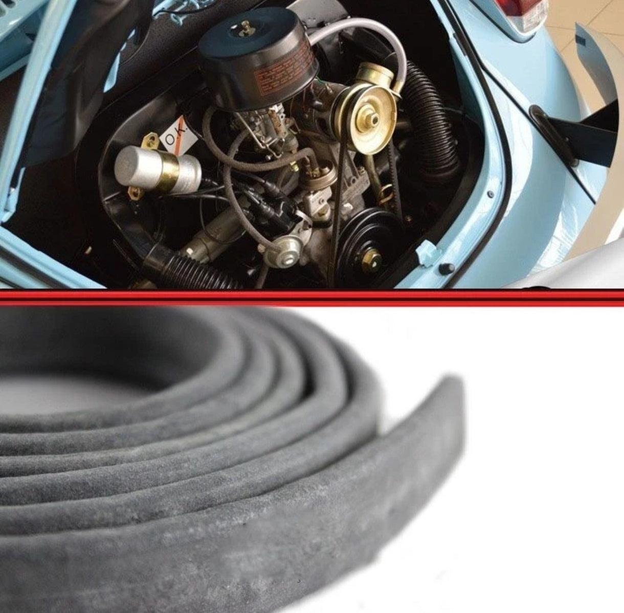 Rear hood engine cover rubber seal 1.8m 5.9" Volkswagen VW Super Beetle T1 Bug