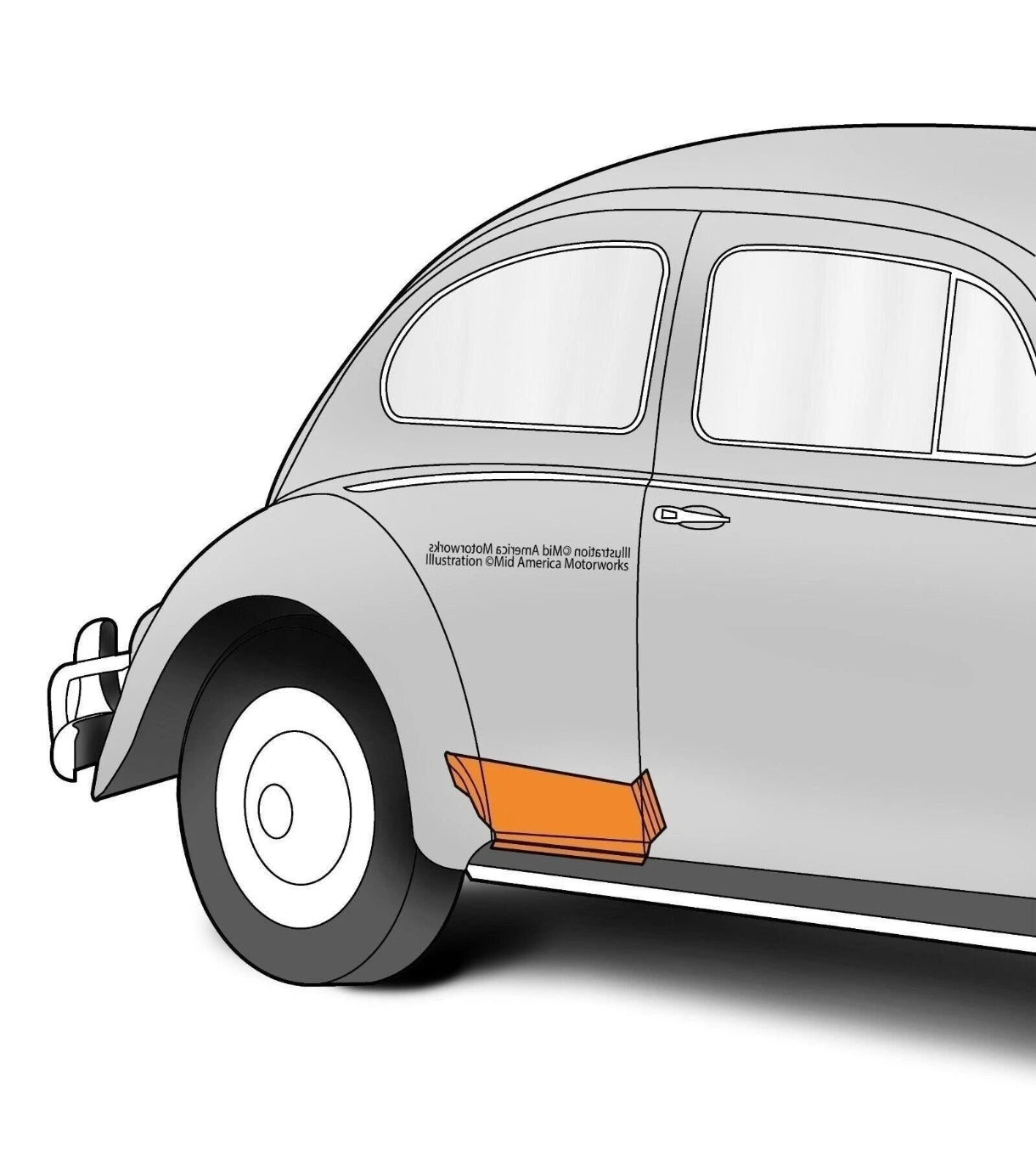 Air Cooled VW 1952-1979 Beetle Quarter Section Rear Lower Right  Body Panel