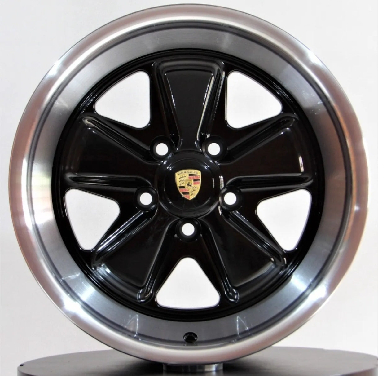 Raw Classics Porsche 911 Fuchs Wheel Set, 16-inch Rim, 6-inch Width, Black / 5 Bolt Pattern (5x130)