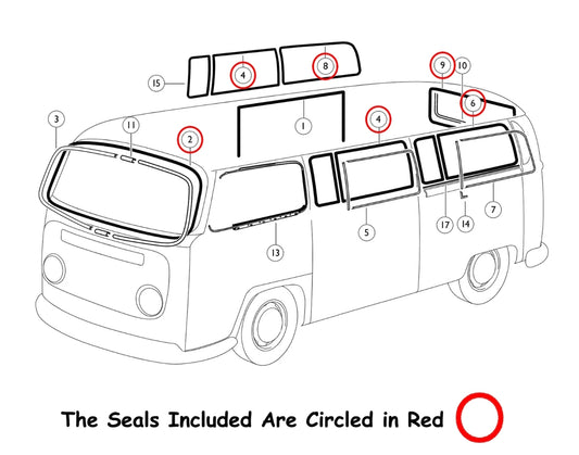 VW TYPE 2 BUS 1968-1979 KIT DE VEDAÇÃO DE BORRACHA JANELA SACADA JANELA DE LUXO JANELA BAYWINDOW