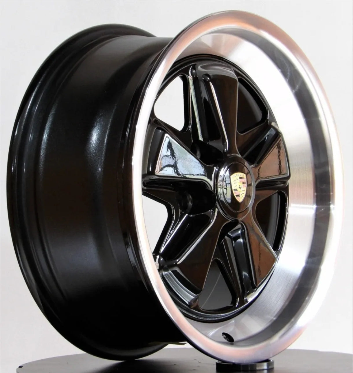 Raw Classics Porsche 911 Fuchs Wheel Set, 16-inch Rim, 6-inch Width, Black / 5 Bolt Pattern (5x130)