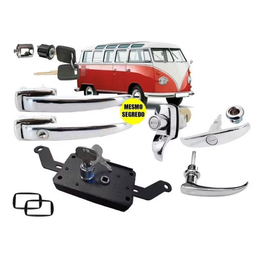 Complete set of chrome exterior door handles for the VW Kombi "Corujinha".