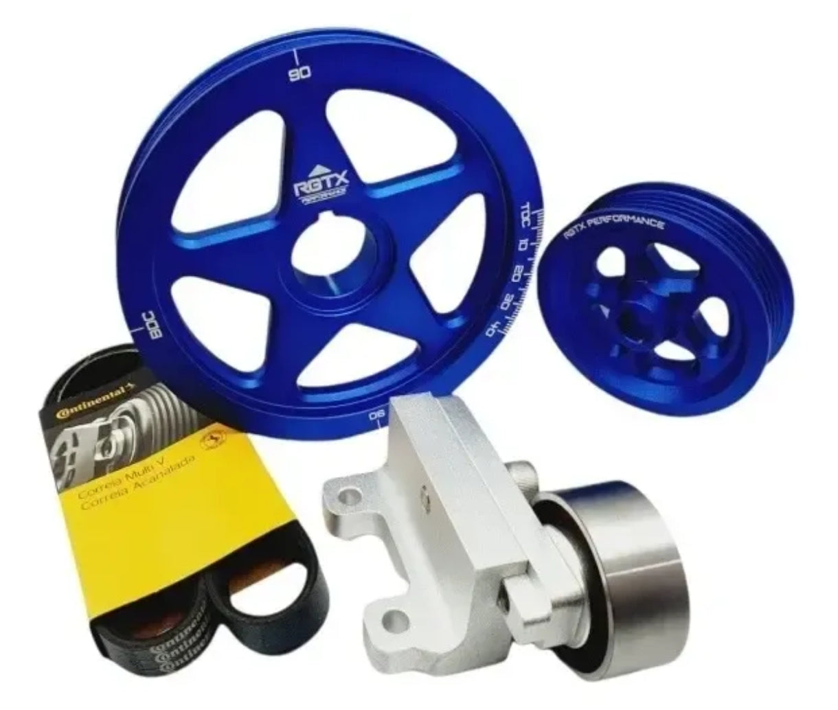 Pulley assembly with tensioner for VW Beetle standard - Silver - Red - Black - Blue