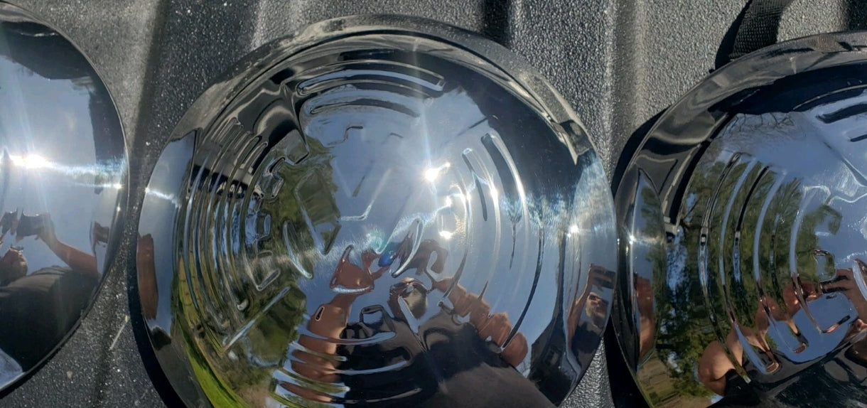 VW Volkswagen Vintage Buggy Bus Oval Split Window Hubcaps, Ghia , Chrome 4 pieces 🧩