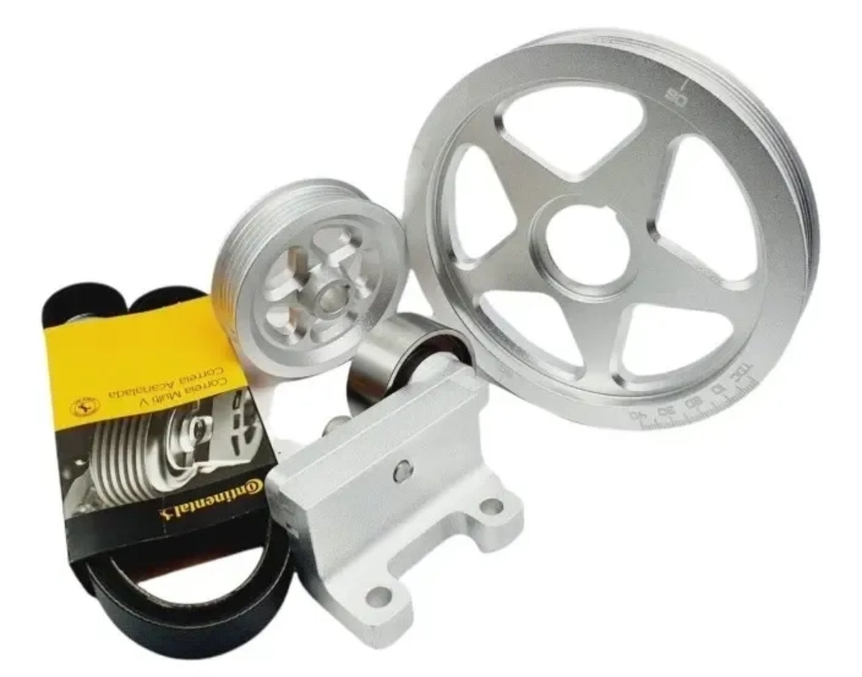 Pulley assembly with tensioner for VW Beetle standard - Silver - Red - Black - Blue