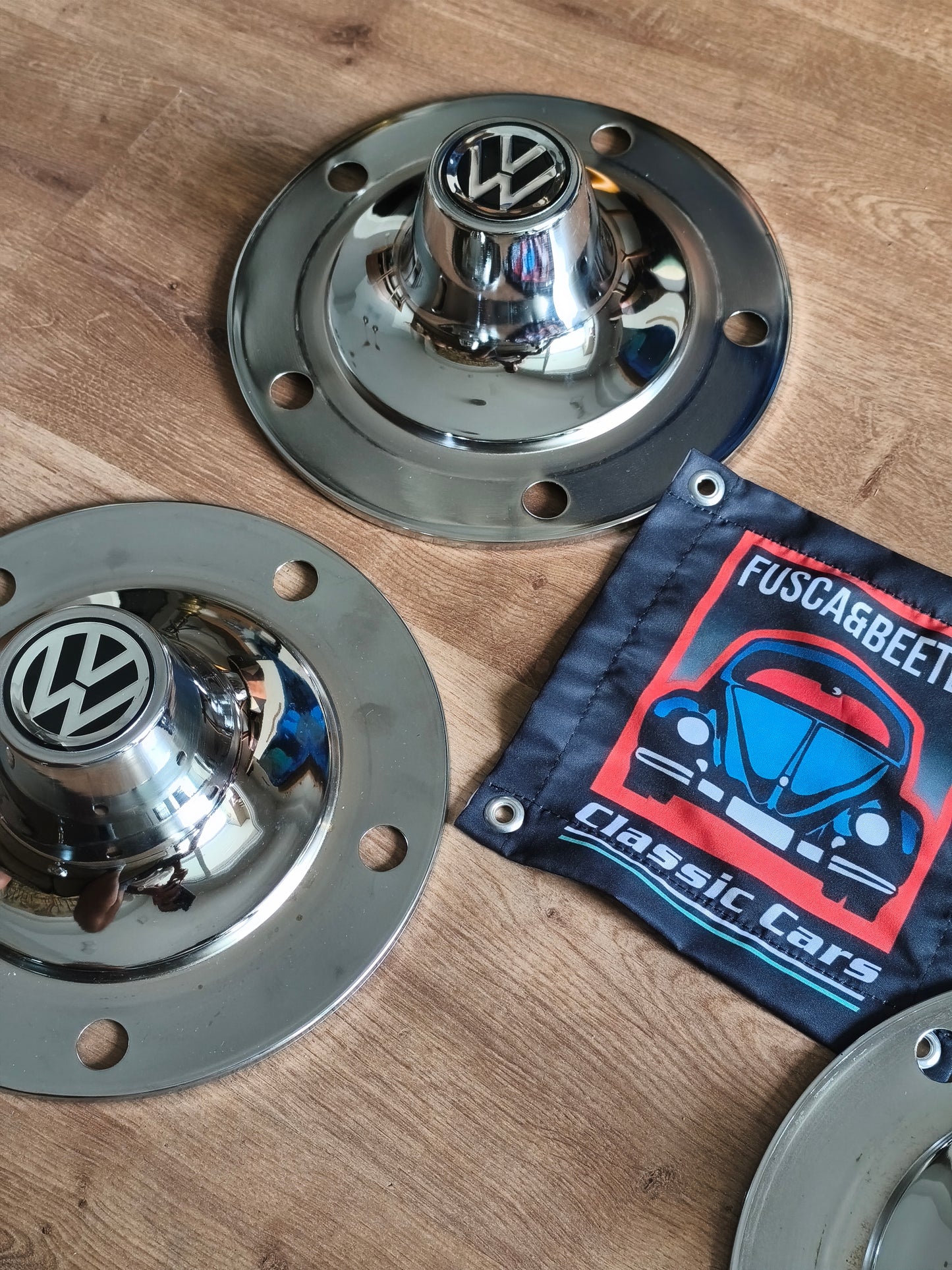4 Iron Metal Hubcaps Beetle 5×205 &  Kombi bus 1960 - 1975 corujinha -  Paulistarum