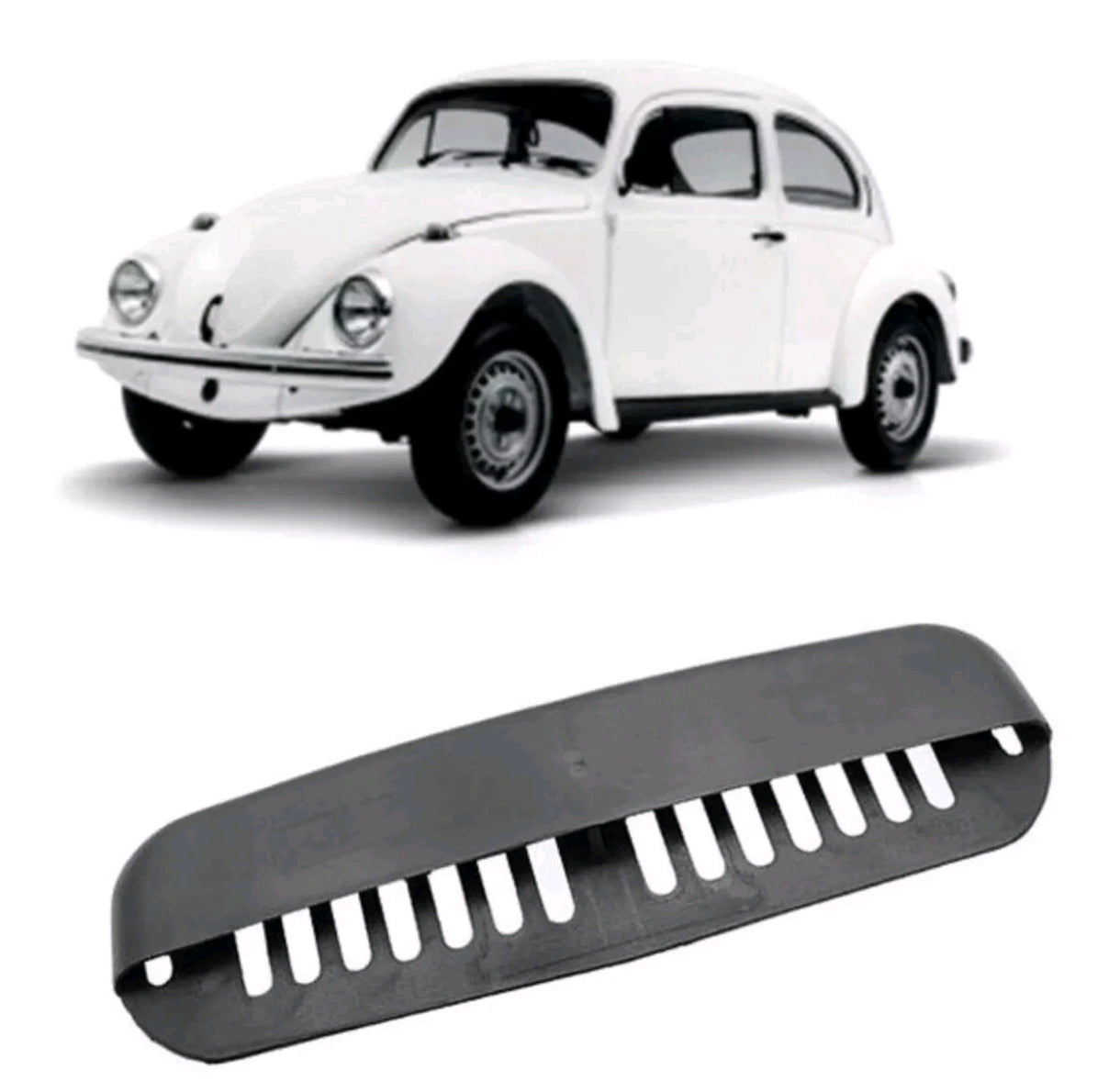 VW Beetle air intake grille, front hood air intake cover, black 1968 Beetle T1.