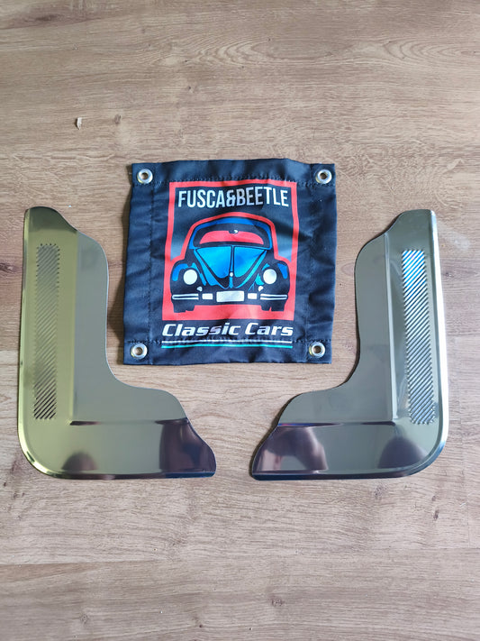 Corner door with smooth stone finish, wide pair, set of 2, VW Stainless steel