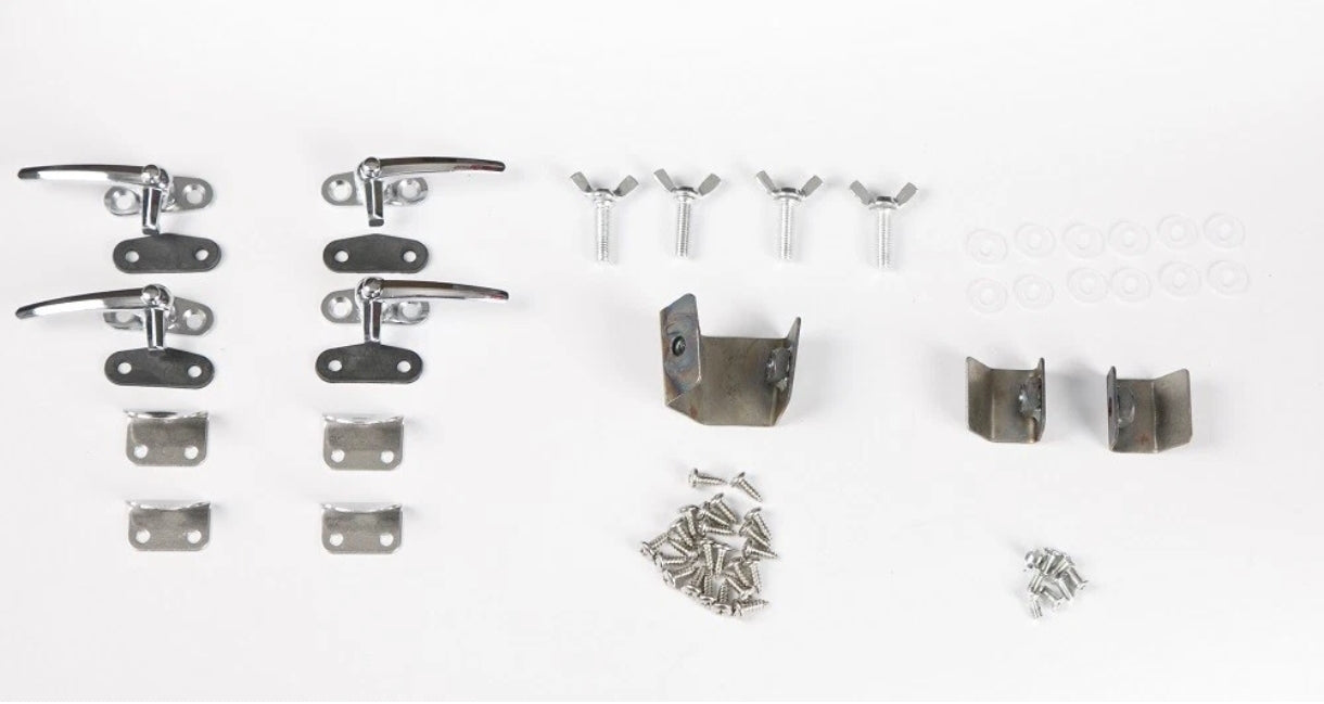 Complete Safari stainless steel window kit, type 2 adjustment, split screen, T1