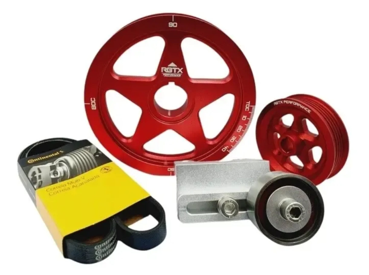 Pulley assembly with tensioner for VW Beetle standard - Silver - Red - Black - Blue