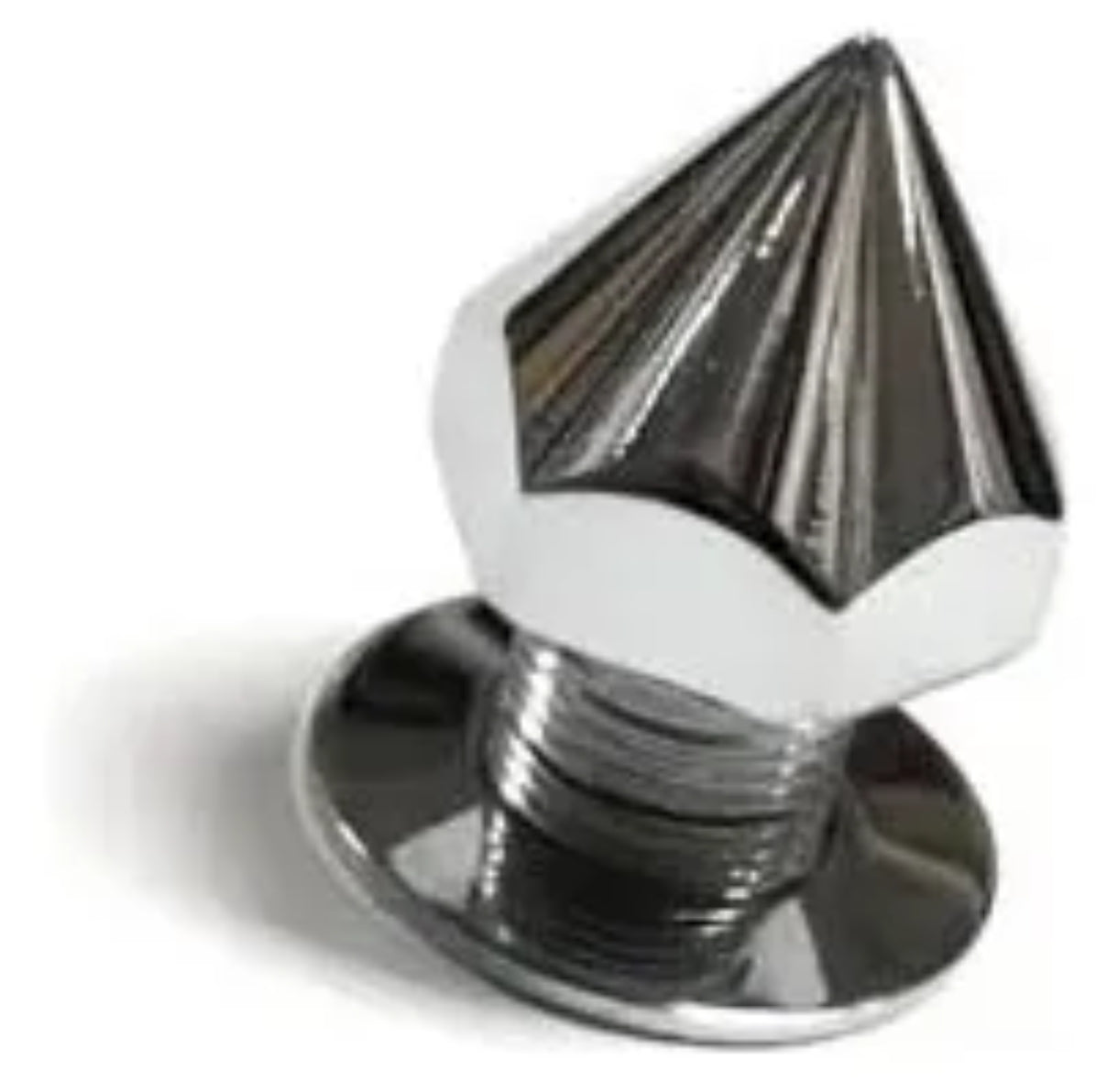 Chrome bolt for pyramid-type alternator pulley.